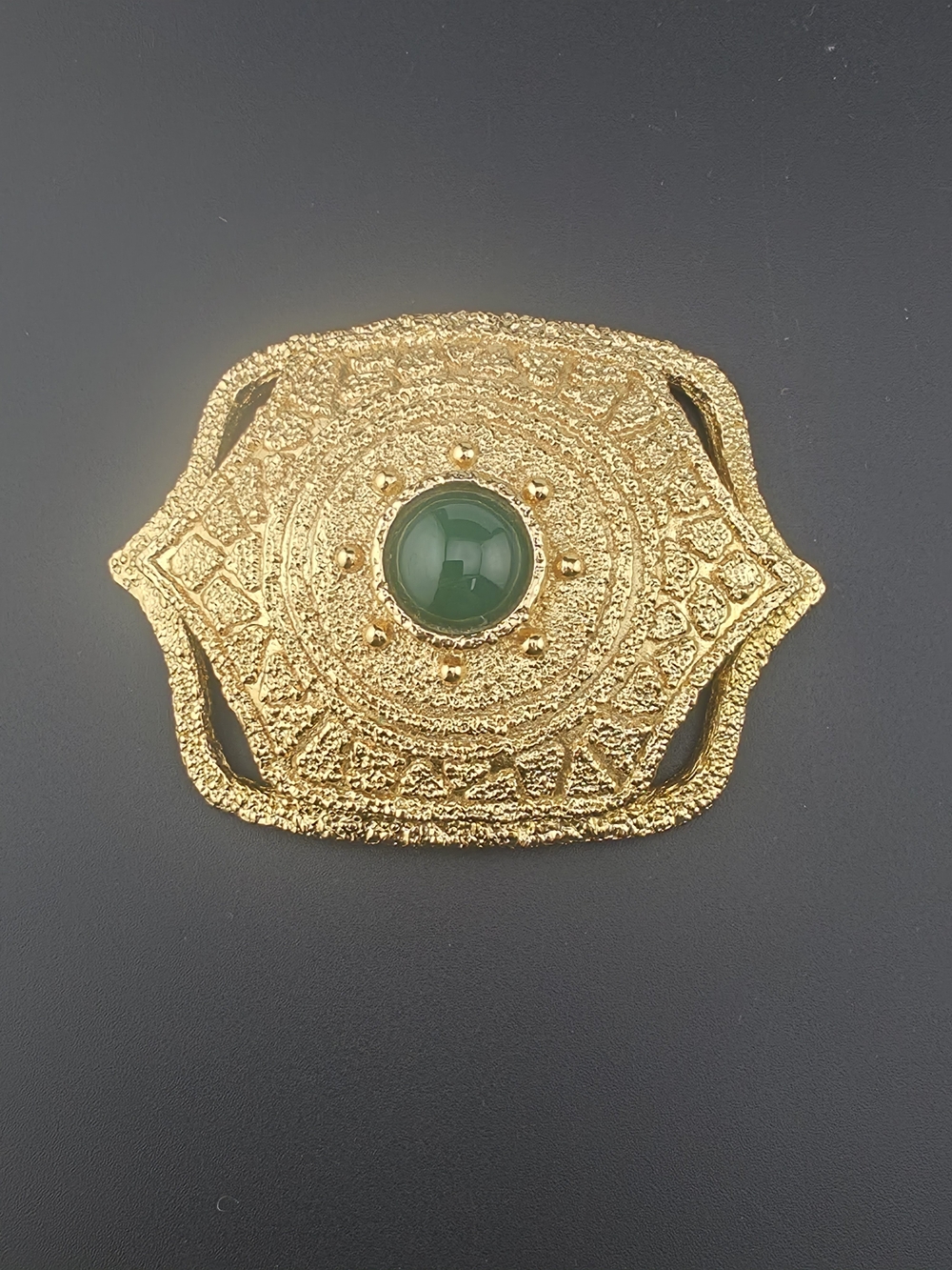 Vintage 70s Napier Chunky Gold Plated 3" Egyptian Revival Statement Brooch Pin